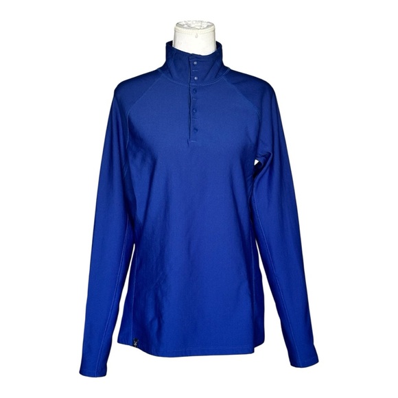 Ibex Nomad Blue Wool Blend Quarter Snap Pullover Top Women’s M - Picture 1 of 9